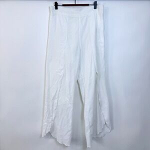 Soft Surroundings Cotton Crinkle Gauzy Split Hem Pants Medium White Resort Beach